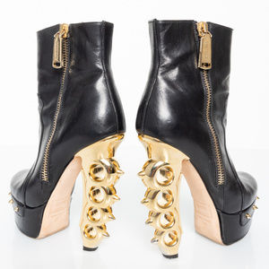 Dsquared2 Leather Boots with Brass Knuckle Heels